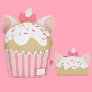 Loungefly Disney Set 💖 Marie Aristocats Cupcake Backpack & Wallet